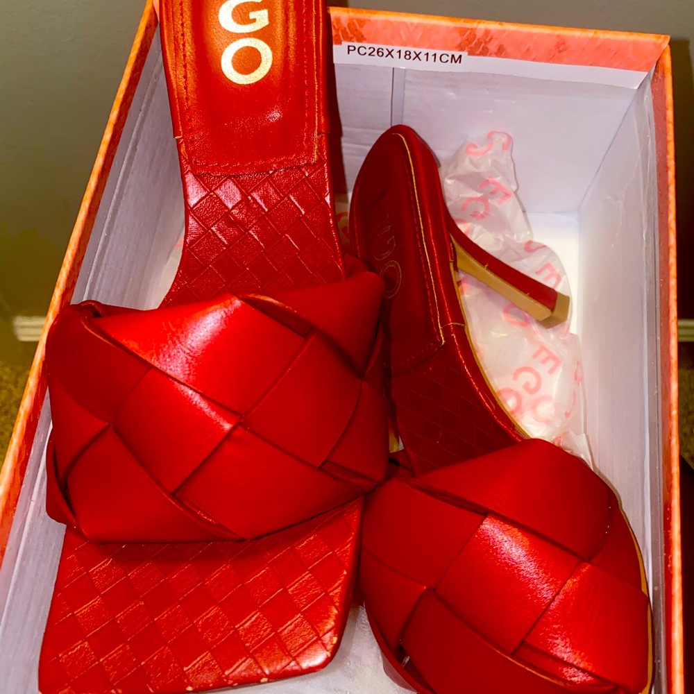 Ego official Bottega like red mule heels